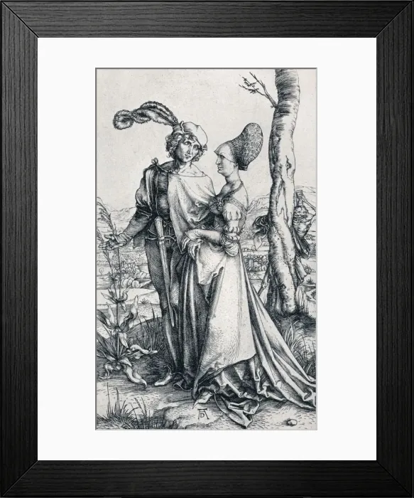 Framed Print : Young Couple Threatened by Death` (or `The Promenade ), 1495, (1906). Artist: Albrecht Durer Framed Print : Young Couple Threatened by Death` (or `The Promenade ), 1495, (1906). Artist: Albrecht Durer