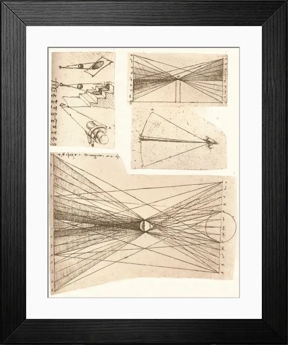 Framed Print : Four diagrams illustrating the theory of light and shade, c1472-c1519 (1883). Artist: Leonardo da Vinci Framed Print : Four diagrams illustrating the theory of light and shade, c1472-c1519 (1883). Artist: Leonardo da Vinci