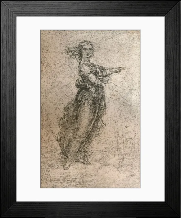 Framed Print : Charcoal drawing of a female figure, c1472-c1519 (1883). Artist: Leonardo da Vinci Framed Print : Charcoal drawing of a female figure, c1472-c1519 (1883). Artist: Leonardo da Vinci