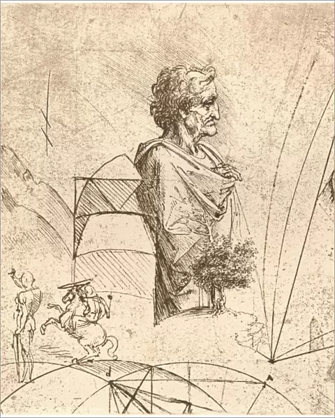 Drawing of a bust and minor sketches, c1472-c1519 (1883). Artist: Leonardo da Vinci