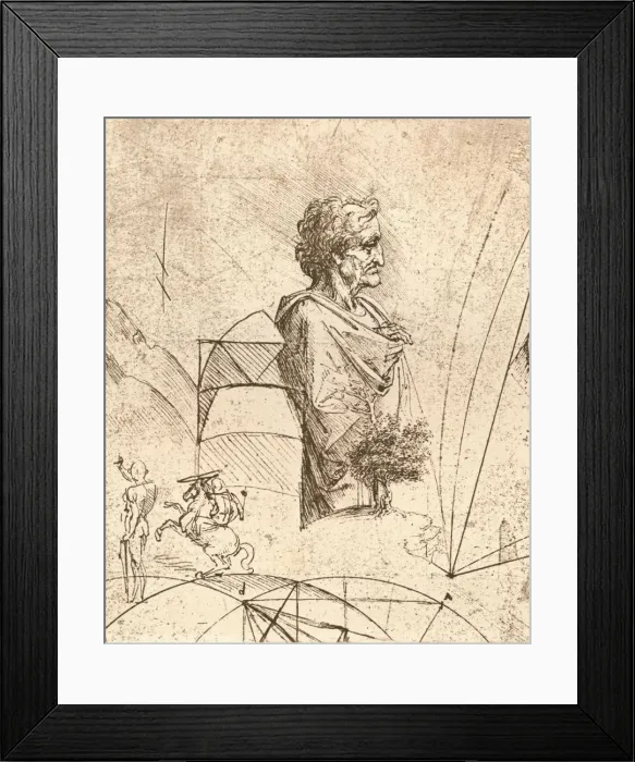 Framed Print : Drawing of a bust and minor sketches, c1472-c1519 (1883). Artist: Leonardo da Vinci Framed Print : Drawing of a bust and minor sketches, c1472-c1519 (1883). Artist: Leonardo da Vinci