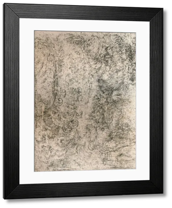 Framed Print : Charcoal Drawing, representing a Deluge, from the Royal Library, Windsor Castle, 1883. Artist: Leonardo da Vinci Framed Print : Charcoal Drawing, representing a Deluge, from the Royal Library, Windsor Castle, 1883. Artist: Leonardo da Vinci
