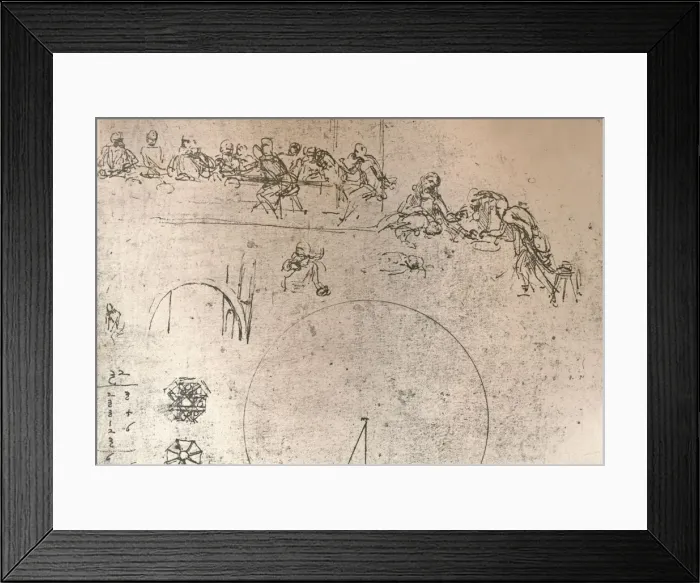 Framed Print : Preparatory sketch for the painting of `The Last Supper`, c1494-c1499 (1883). Artist: Leonardo da Vinci Framed Print : Preparatory sketch for the painting of `The Last Supper`, c1494-c1499 (1883). Artist: Leonardo da Vinci