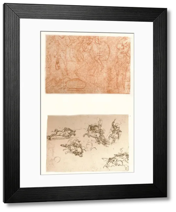 Framed Print : Two drawings, c1472-c1519 (1883). Artist: Leonardo da Vinci Framed Print : Two drawings, c1472-c1519 (1883). Artist: Leonardo da Vinci