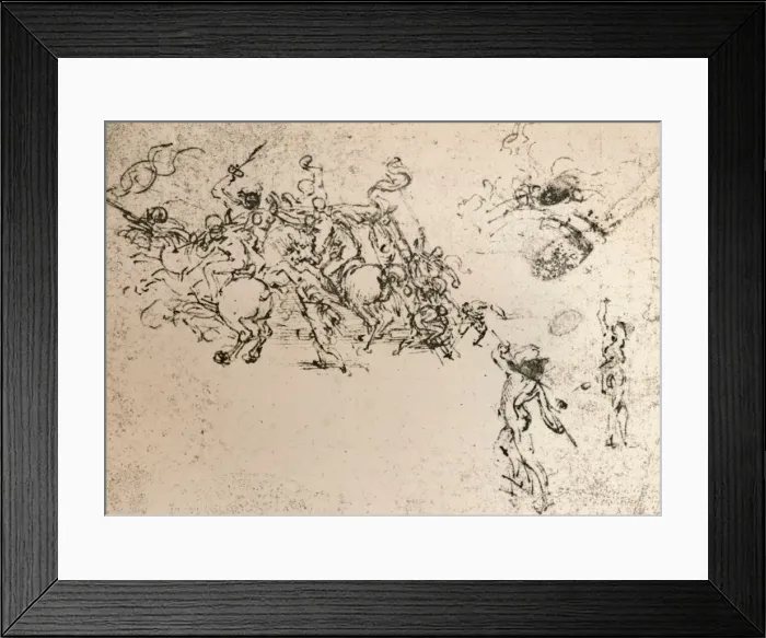 Framed Print : Study for the cartoon of the Battle of Anghiari, c1472-c1505 (1883). Artist: Leonardo da Vinci Framed Print : Study for the cartoon of the Battle of Anghiari, c1472-c1505 (1883). Artist: Leonardo da Vinci
