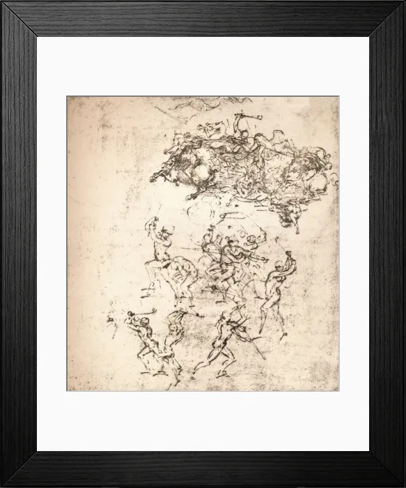 Framed Print : Study for the cartoon of the Battle of Anghiari, c1472-c1505 (1883). Artist: Leonardo da Vinci Framed Print : Study for the cartoon of the Battle of Anghiari, c1472-c1505 (1883). Artist: Leonardo da Vinci