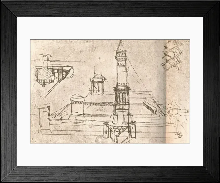 Framed Print : Architecture for castles, c1472-c1519 (1883). Artist: Leonardo da Vinci Framed Print : Architecture for castles, c1472-c1519 (1883). Artist: Leonardo da Vinci