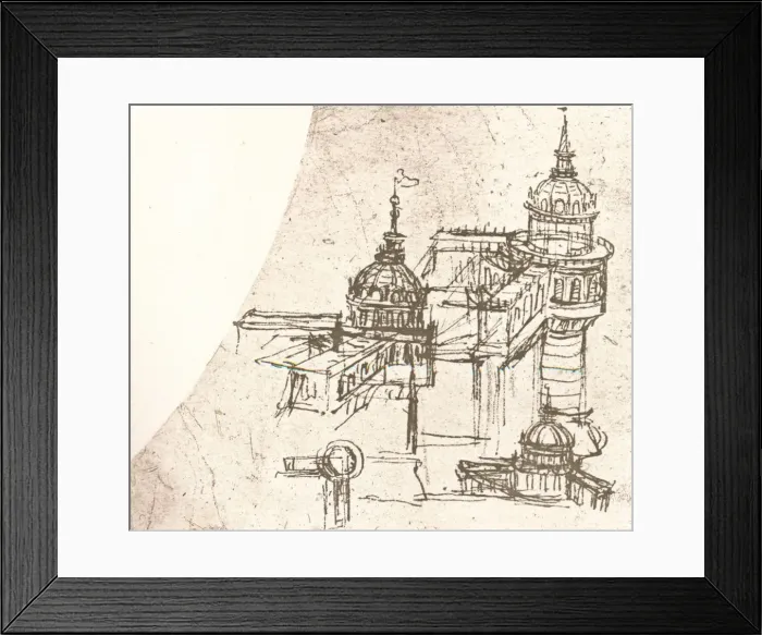 Framed Print : Architecture for castles, c1472-c1519 (1883). Artist: Leonardo da Vinci Framed Print : Architecture for castles, c1472-c1519 (1883). Artist: Leonardo da Vinci