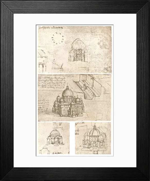 Framed Print : Four drawings of ecclesiastical architecture, c1472-c1519 (1883). Artist: Leonardo da Vinci Framed Print : Four drawings of ecclesiastical architecture, c1472-c1519 (1883). Artist: Leonardo da Vinci