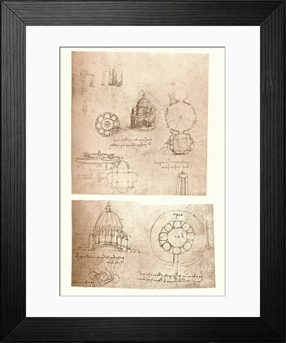 Framed Print : Two architectural drawings, c1472-c1519 (1883). Artist: Leonardo da Vinci