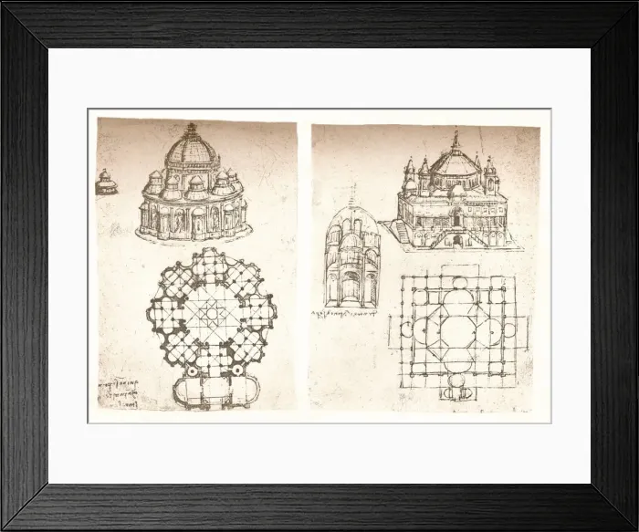 Framed Print : Two drawings of churches, c1472-c1519 (1883). Artist: Leonardo da Vinci Framed Print : Two drawings of churches, c1472-c1519 (1883). Artist: Leonardo da Vinci