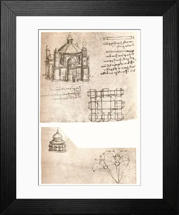 Framed Print : Two drawings of churches, c1472-c1519 (1883). Artist: Leonardo da Vinci Framed Print : Two drawings of churches, c1472-c1519 (1883). Artist: Leonardo da Vinci