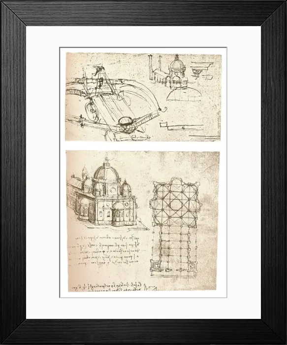Framed Print : Two drawings of churches, c1472-c1519 (1883). Artist: Leonardo da Vinci Framed Print : Two drawings of churches, c1472-c1519 (1883). Artist: Leonardo da Vinci