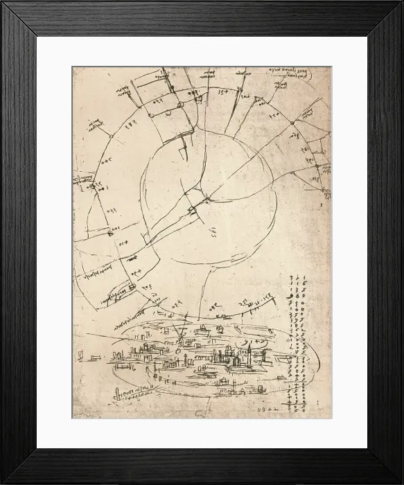 Framed Print : Sketch map of Milan, c1472-c1519 (1883). Artist: Leonardo da Vinci Framed Print : Sketch map of Milan, c1472-c1519 (1883). Artist: Leonardo da Vinci