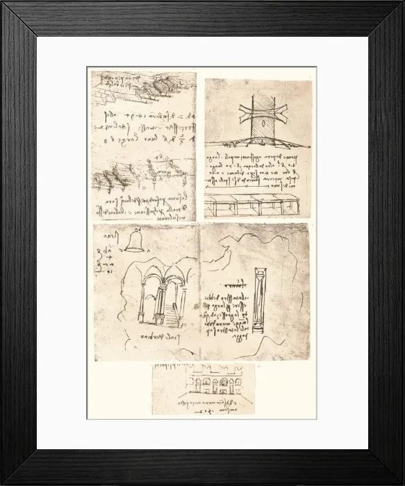 Framed Print : Four topographical drawings, c1472-c1519 (1883). Artist: Leonardo da Vinci Framed Print : Four topographical drawings, c1472-c1519 (1883). Artist: Leonardo da Vinci
