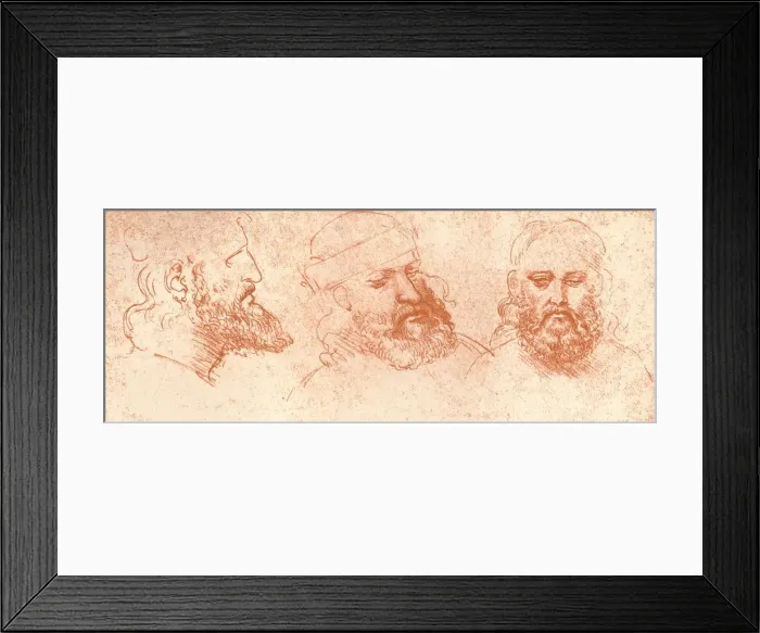 Framed Print : Drawing of oriental heads, in red chalk, c1472-c1519 (1883). Artist: Leonardo da Vinci Framed Print : Drawing of oriental heads, in red chalk, c1472-c1519 (1883). Artist: Leonardo da Vinci