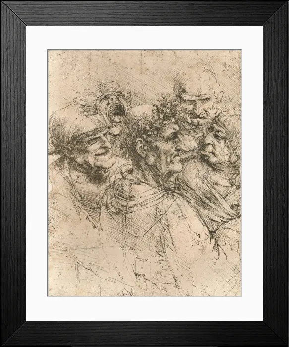 Framed Print : Drawing of caricatures, c1472-c1519 (1883). Artist: Leonardo da Vinci Framed Print : Drawing of caricatures, c1472-c1519 (1883). Artist: Leonardo da Vinci