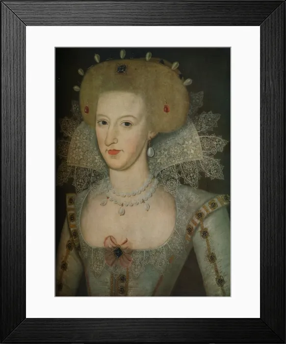 Framed Print : Anne of Denmark (1574-1619), queen consort of King James I, 17th century. Artist: Marcus Gheeraerts, the Younger Framed Print : Anne of Denmark (1574-1619), queen consort of King James I, 17th century. Artist: Marcus Gheeraerts, the Younger