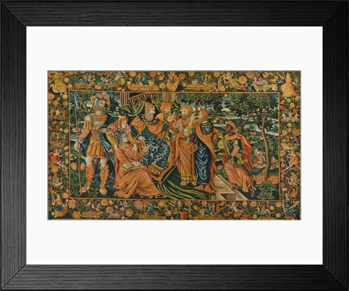 Framed Print : Visit of the Magi to Herod: Elizabethan Petit-Point Panel, c16th century Framed Print : Visit of the Magi to Herod: Elizabethan Petit-Point Panel, c16th century