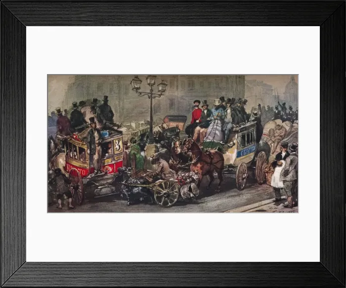 Framed Print : Traffic Trouble in 50, 19th century. Artist: Eugene Louis Lami Framed Print : Traffic Trouble in 50, 19th century. Artist: Eugene Louis Lami