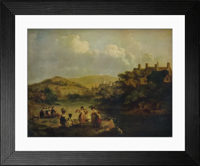 Framed Print : Women Washing Clothes in a Welsh Stream, 1790. Artist: Julius Caesar Ibbetson Framed Print : Women Washing Clothes in a Welsh Stream, 1790. Artist: Julius Caesar Ibbetson
