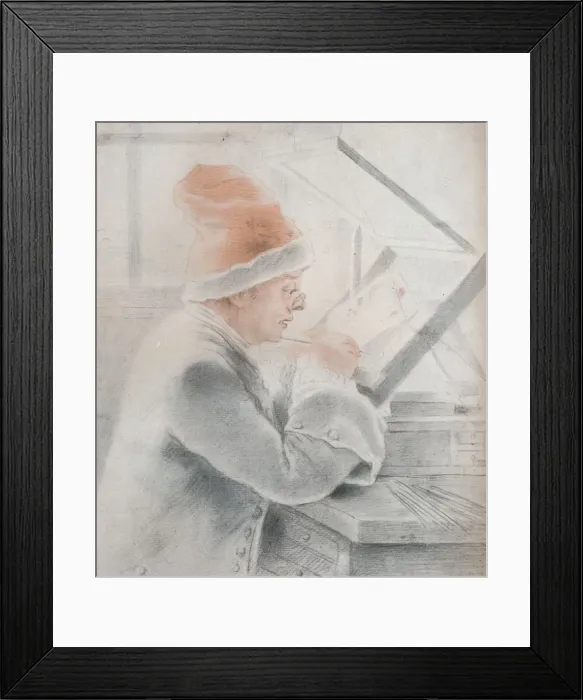 Framed Print : Christian Frederick Zincke, 1752. Artist: William Hoare Framed Print : Christian Frederick Zincke, 1752. Artist: William Hoare