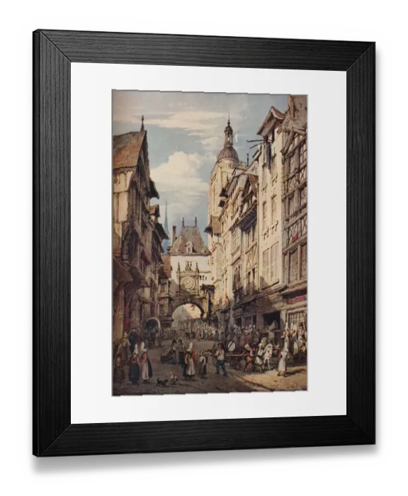 Framed Print : Rue De La Grosse Horloge, Rouen, 1821. Artist: Henry Edridge