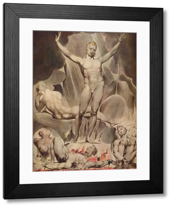 Framed Print : Satan Arousing the Rebel Angels, 1808. Artist: William Blake Framed Print : Satan Arousing the Rebel Angels, 1808. Artist: William Blake