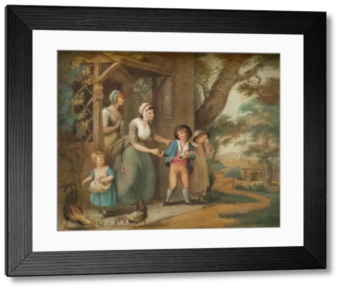 Framed Print : Going To School, c19th century. Artist: Charles Turner Framed Print : Going To School, c19th century. Artist: Charles Turner