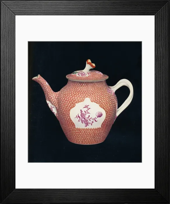 Framed Print : Worcester Teapot and Cover, c1770. Artist: James Giles Framed Print : Worcester Teapot and Cover, c1770. Artist: James Giles