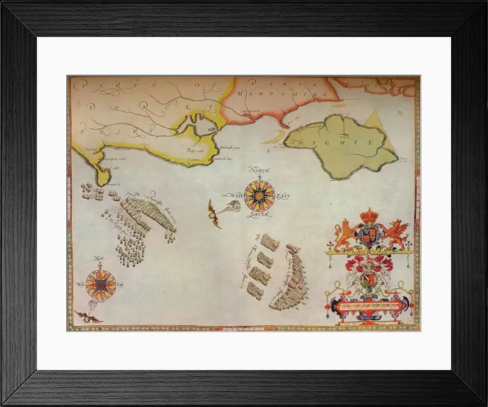 Framed Print : Portland Bill to Portsmouth: The pursuit of the Spanish Armada by the English Fleet, c1588. Artist: Augustine Ryther Framed Print : Portland Bill to Portsmouth: The pursuit of the Spanish Armada by the English Fleet, c1588. Artist: Augustine Ryther