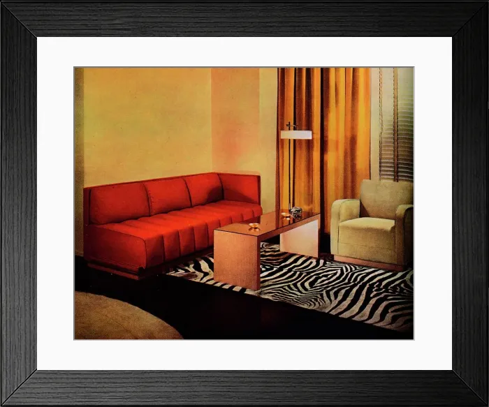Framed Print : A corner in the American designer Walter Dorwin Teagues own Living-room, c1940 Framed Print : A corner in the American designer Walter Dorwin Teagues own Living-room, c1940