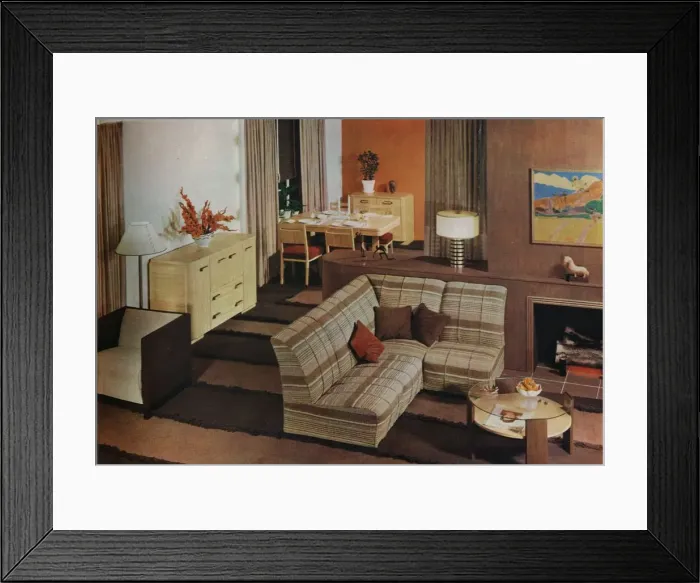 Framed Print : Dining-living-room designed by Mary Davis Gillies for McCalls Magazine, c1940 Framed Print : Dining-living-room designed by Mary Davis Gillies for McCalls Magazine, c1940