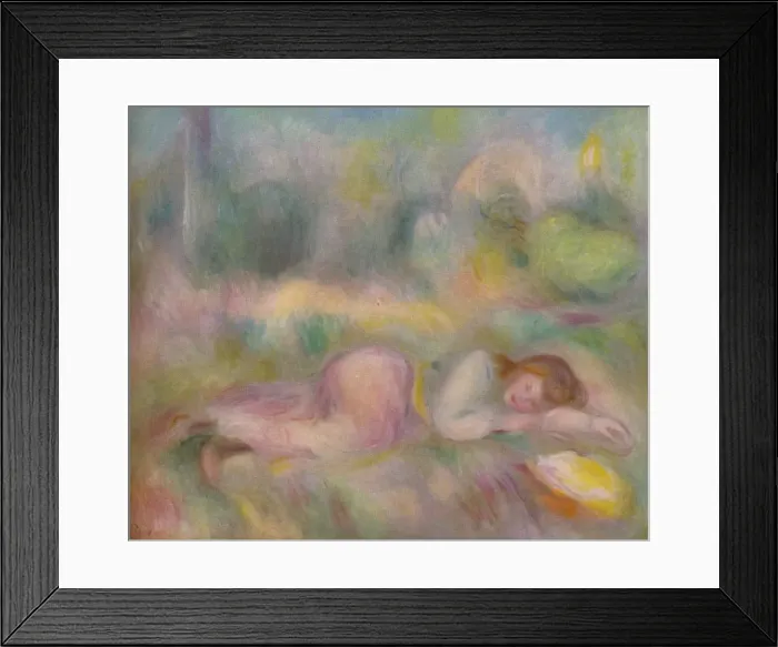 Framed Print : Fille etendue dans l herbe, c1890. Artist: Pierre-Auguste Renoir Framed Print : Fille etendue dans l herbe, c1890. Artist: Pierre-Auguste Renoir