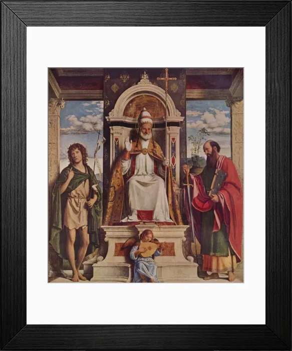 Framed Print : Saint Peter enthroned with Saints, John the Baptist and Saint Paul, c1516. Artist: Giovanni Battista Cima da Conegliano Framed Print : Saint Peter enthroned with Saints, John the Baptist and Saint Paul, c1516. Artist: Giovanni Battista Cima da Conegliano