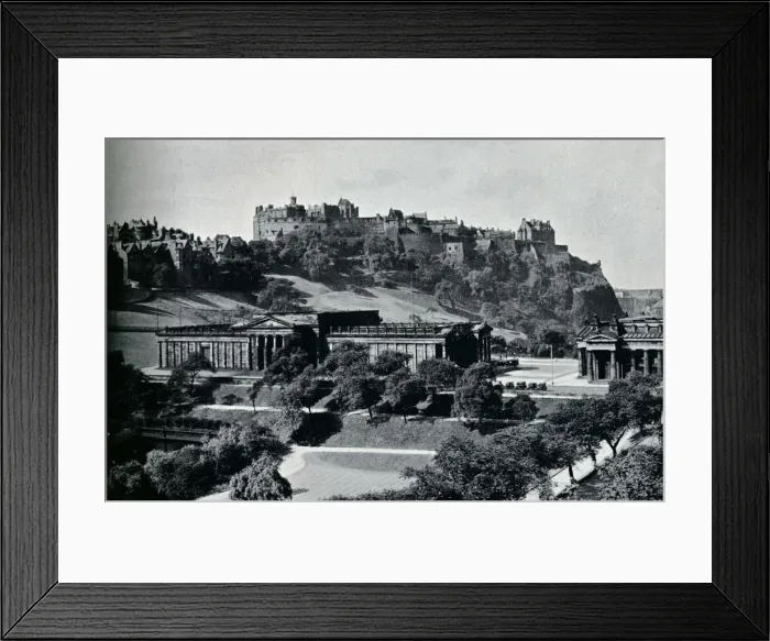 Framed Print : View of the National Gallery of Scotland and Edinburgh Castle, c1945 Framed Print : View of the National Gallery of Scotland and Edinburgh Castle, c1945