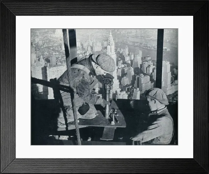 Framed Print : Rivetting the last bolts on The Morning Mast of the Empire State building, c1931. Artist: Lewis Wickes Hine Framed Print : Rivetting the last bolts on The Morning Mast of the Empire State building, c1931. Artist: Lewis Wickes Hine