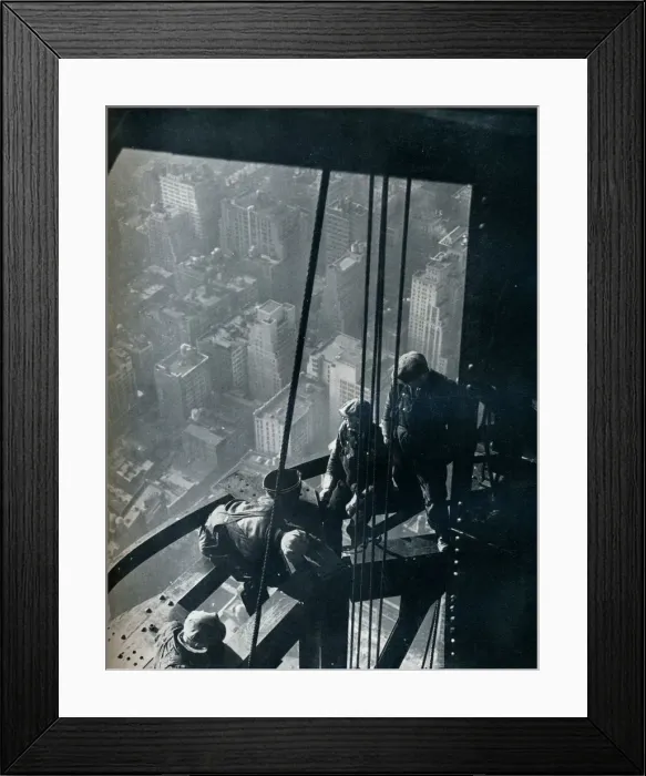 Framed Print : The final stages of the Mast; the street is some quarter mile below, c1931. Artist: Lewis Wickes Hine Framed Print : The final stages of the Mast; the street is some quarter mile below, c1931. Artist: Lewis Wickes Hine