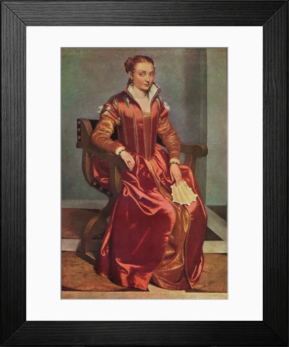 Framed Print : Portrait of a Lady ( La Dama in Rosso ), c1556-60. Artist: Giovanni Battista Moroni Framed Print : Portrait of a Lady ( La Dama in Rosso ), c1556-60. Artist: Giovanni Battista Moroni