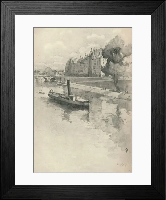 Framed Print : Le Quai des Orfevres, 1915. Artist: Eugene Bejot Framed Print : Le Quai des Orfevres, 1915. Artist: Eugene Bejot