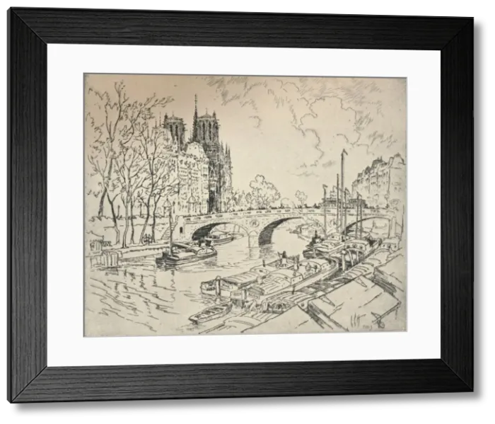 Framed Print : The Seine at Notre Dame, 1915. Artist: Lester George Hornby Framed Print : The Seine at Notre Dame, 1915. Artist: Lester George Hornby