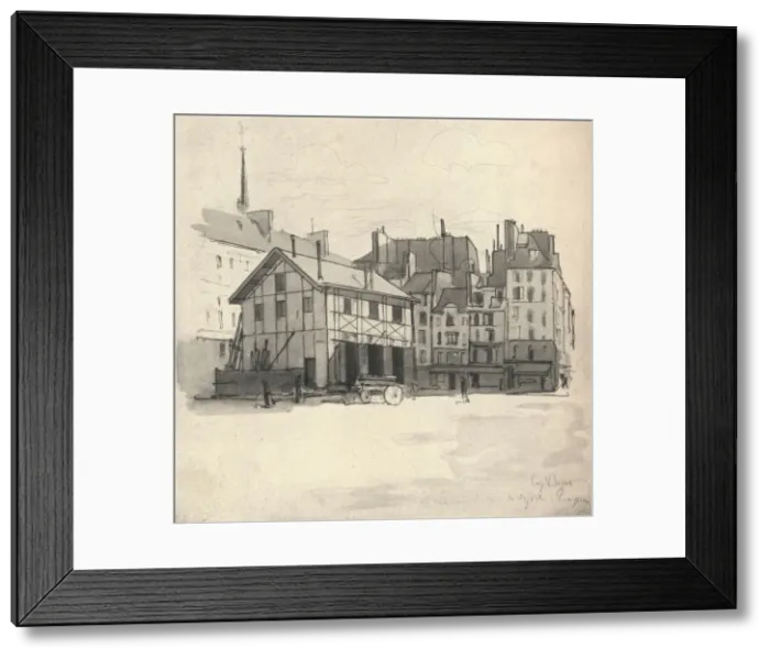 Framed Print : Old houses at the Quai des Orfeveres, 1915. Artist: Eugene Bejot Framed Print : Old houses at the Quai des Orfeveres, 1915. Artist: Eugene Bejot