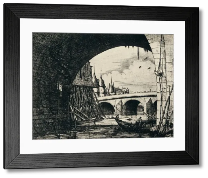 Framed Print : Arch of the Pont Notre-Dame, 1915. Artist: CH Meryon Framed Print : Arch of the Pont Notre-Dame, 1915. Artist: CH Meryon