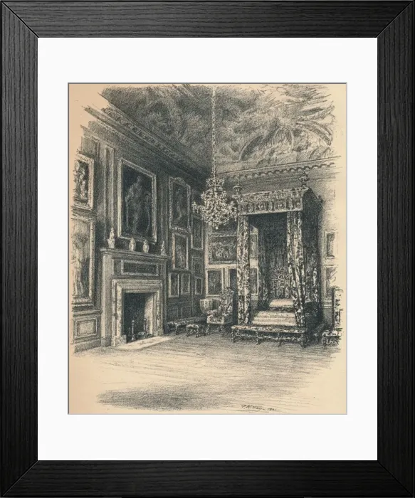 Framed Print : Queen Annes Bedchamber, Hampton Court Palace, 1902. Artist: Thomas Robert Way Framed Print : Queen Annes Bedchamber, Hampton Court Palace, 1902. Artist: Thomas Robert Way
