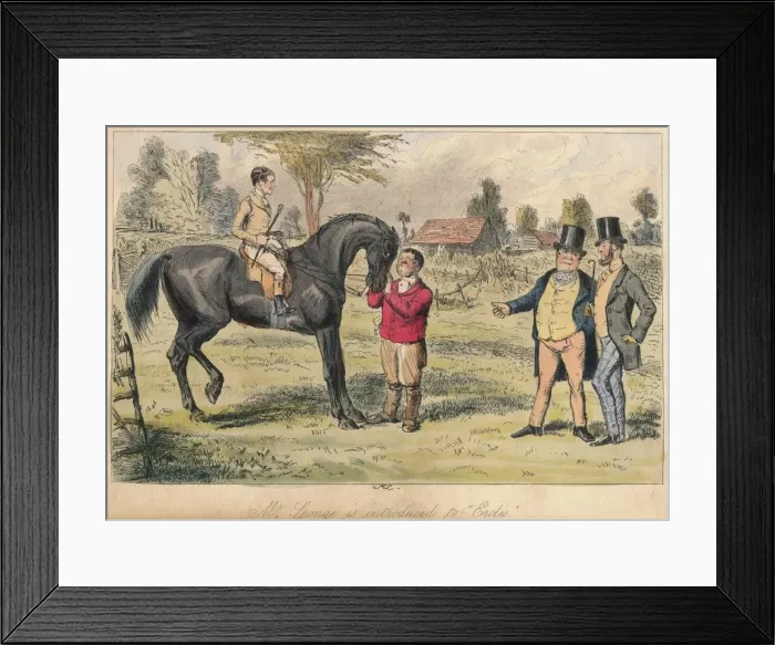 Framed Print : Mr. Sponge is introduced to Ercles, 1865. Artists: John Leech, Hablot Knight Browne Framed Print : Mr. Sponge is introduced to Ercles, 1865. Artists: John Leech, Hablot Knight Browne