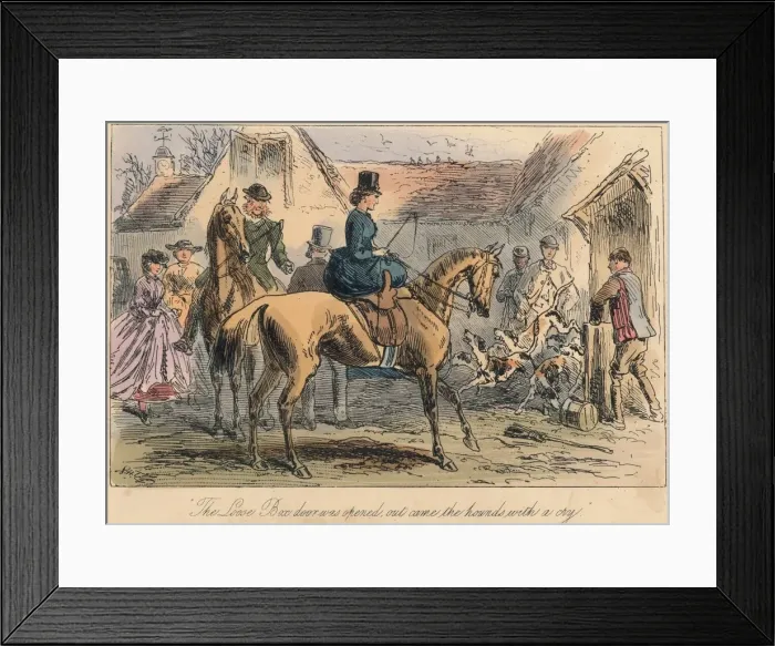 Framed Print : The Love Box door was opened, out came the hounds with a cry, 1865. Artists: Robert Smith Surtees, John Leech, Hablot Knight Browne Framed Print : The Love Box door was opened, out came the hounds with a cry, 1865. Artists: Robert Smith Surtees, John Leech, Hablot Knight Browne