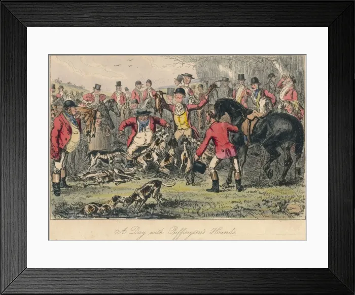 Framed Print : A Day with Puffingtons Hounds, 1865. Artists: Bradbury, Evans and Co, Hablot Knight Browne, John Leech Framed Print : A Day with Puffingtons Hounds, 1865. Artists: Bradbury, Evans and Co, Hablot Knight Browne, John Leech
