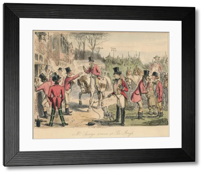 Framed Print : Mr. Sponge arrives at Sir Arry s, 1865. Artists: John Leech, Hablot Knight Browne Framed Print : Mr. Sponge arrives at Sir Arry s, 1865. Artists: John Leech, Hablot Knight Browne
