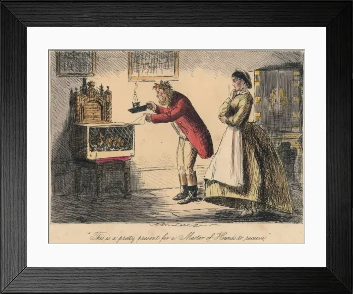 Framed Print : This is a pretty present for a Master of Hounds to receive, 1865. Artists: John Leech, Hablot Knight Browne Framed Print : This is a pretty present for a Master of Hounds to receive, 1865. Artists: John Leech, Hablot Knight Browne