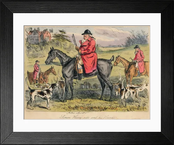 Framed Print : Simon Heavy - side and his Hounds, 1865. Artists: Hablot Knight Browne, John Leech Framed Print : Simon Heavy - side and his Hounds, 1865. Artists: Hablot Knight Browne, John Leech